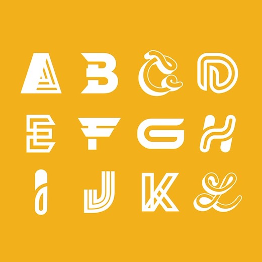 Alphabet logos A to L designed by Alix